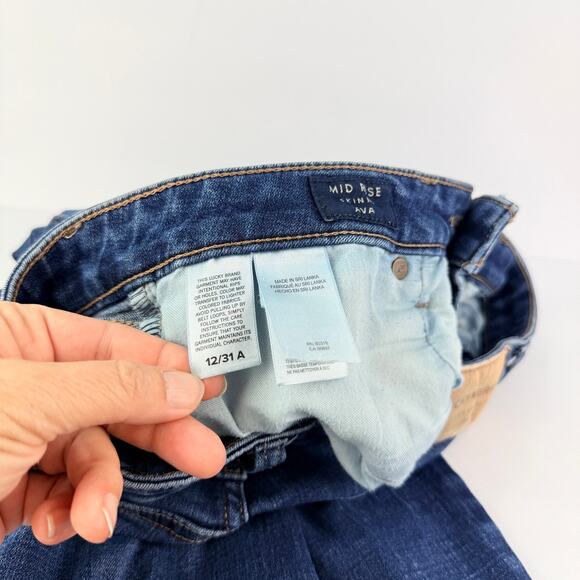 EUC LUCKY BRAND 12/31 Mid Rise Ava Dark Wash Button Fly Ankle Skinny Jean - Picture 7 of 12